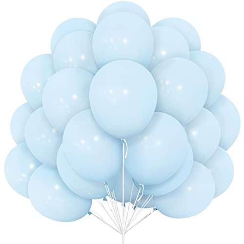 Blue Balloons Set, 30 Pcs Pastel Blue Balloon 12 Inch Macaron Blue Latex Balloons with Ribbon for Boys Grils Birthday Party Supplies Gender Reveal Baby Shower Carnival Events Bridal Party Decorations