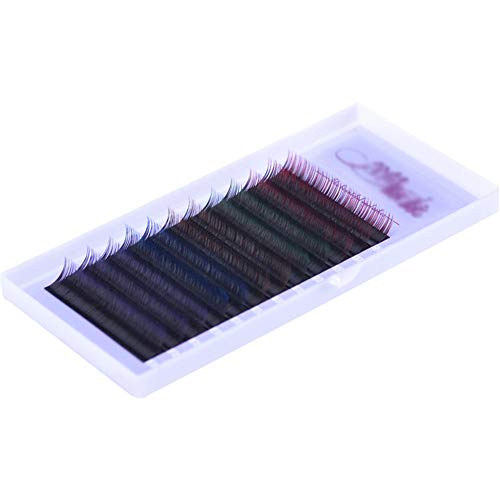 Ombre Color Individual False Eyelashes 3D Simple Root Long Curl Eyelash Extension Grafting Fake Lashes by Remeehi 0.10C 12mm