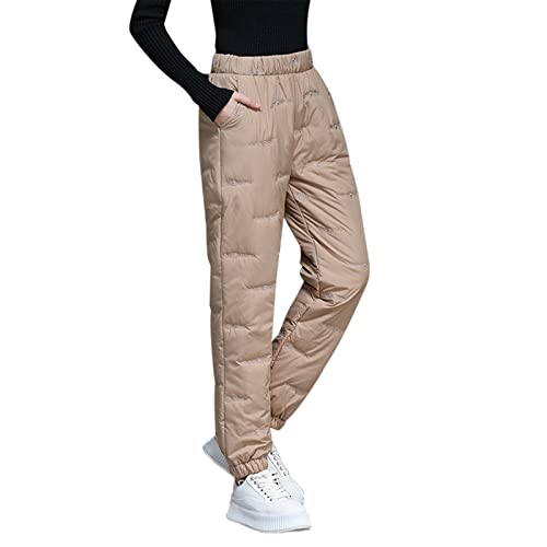 Pantalones térmicos para mujer de invierno, resistentes al agua, pantalones de plumón para mujer, pantalones largos de invierno, pantalones de deporte para mujer, pantalones largos de pierna ancha