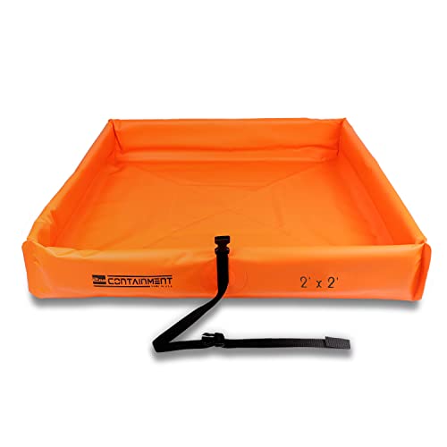 5 ft x 5 ft - 2nd Containment Spill Containment Berm - PVC Orange Made in U.S.A. The Original Duck Pond Rolls Out Quick to Catch a drip in a Hurry!