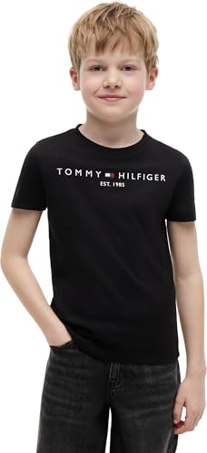 Tommy Hilfiger Camiseta de Manga Corta Infantil Unisex Essential tee con Cuello Redondo, Negro (Black), 12 Meses