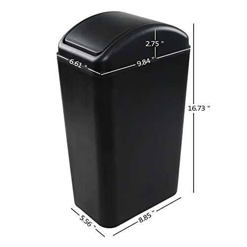 Ponpong 3.5 Gallon Plastic Swing Top Trash Can - Thumbnail 3