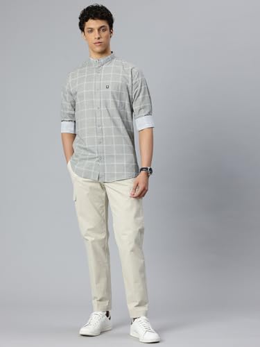 Image of Majestic Man Men's Pure Cotton Mandarin Collar Slim Fit Casual Shirt