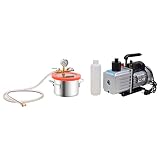 QUAHEAS Vakuumkammer aus Edelstahl mit 3,7 L Volumen und 2-stufiger 4,5 CFM Pumpe, inklusive Ölvakuummeter, transparentem Acryl-Deckel, für Entlüftung, Vakuumieren, Reparatur und Entwässerung