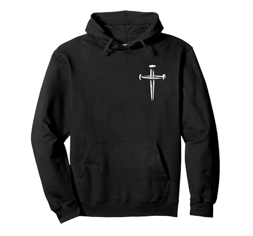 Minimalist Christian Religious Jesus Three Nails Cross Pullover Hoodie, Adult