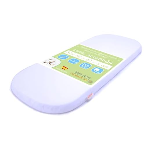 PEKITAS Stubenwagen Baby Matratzen 80x40 cm Höhe 5 cm Oval Kinderwagen Matratze Beistellbett Babywiege Kindermatratze Abnehmbarer, waschbarer Bezug aus 100% Baumwolle