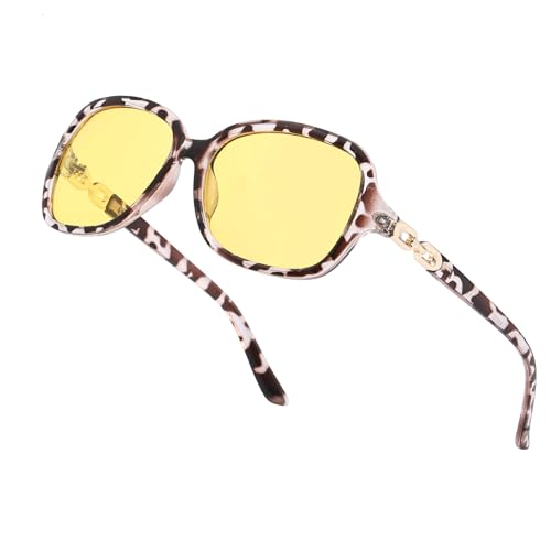 D Lolylad Lunettes de vision nocturne pour femme - Lunettes de conduite de nuit pour automobilistes - Lunettes jaunes, marron foncé