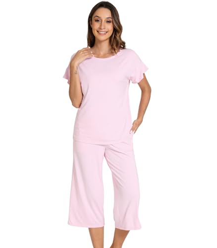 Pyjama en bambou pour femmes WiWi ensemble t-shirt et pantalon capri S-4X