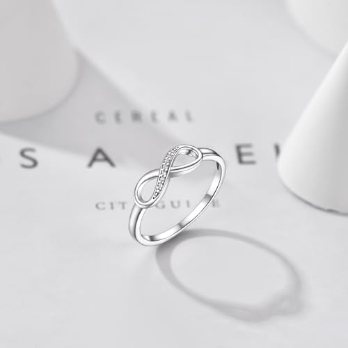 PROSTEEL Sterling Silver Infinity Ring CZ Bling Statement Rings for Women Promise Ring Size 4