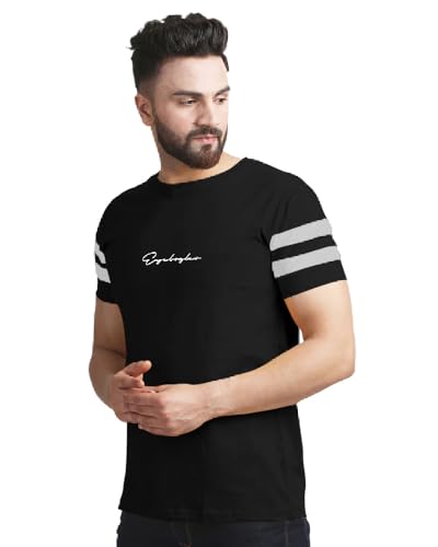 Image of Noble Monk Men Regular Fit T-Shirt | Round Neck | Half Sleeve | Self Design | Casual T Shirt for Men
