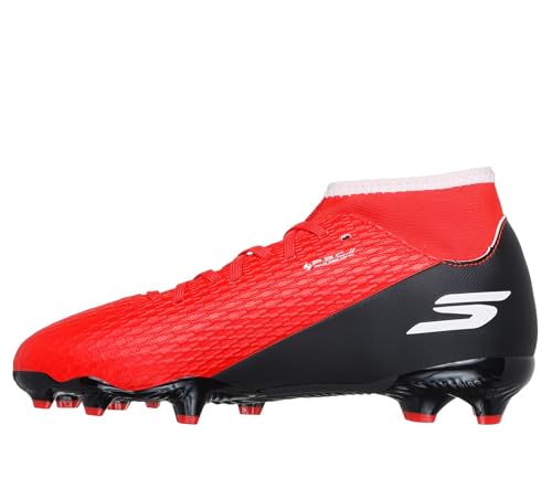 Skechers Skx_2 Jr High Youth MG Football Cleats-Lightweight Performance Boots for Kids Botas de fútbol para niños, Ribete Rojo sintético y Negro, Talla 37 EU