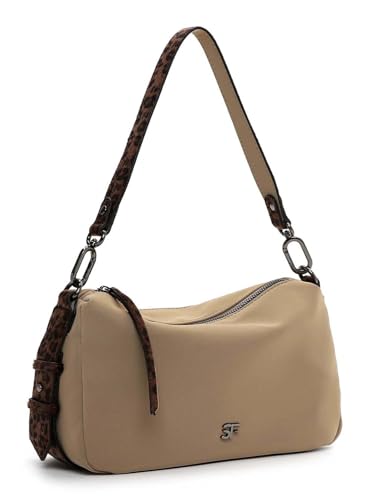 Bolso bandolera de hombro Suri Frey Sammy taupe con cierre de cremallera 2