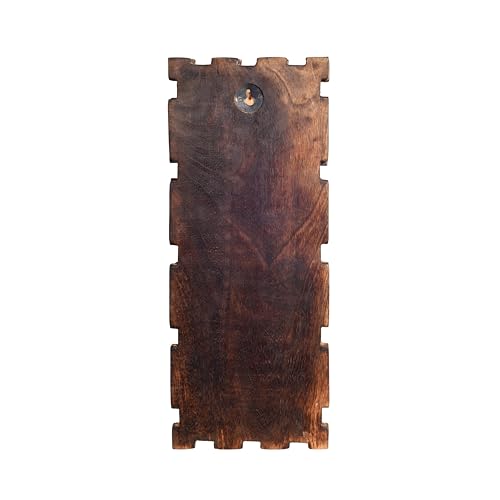 Image of AAKRITI ART CREATIONS Hand-Painted Brown Wooden Wall Magazine Holder | Decorative Storage Organizer, Floral Art, Matte Finish | Wall Mount Shelf for Home