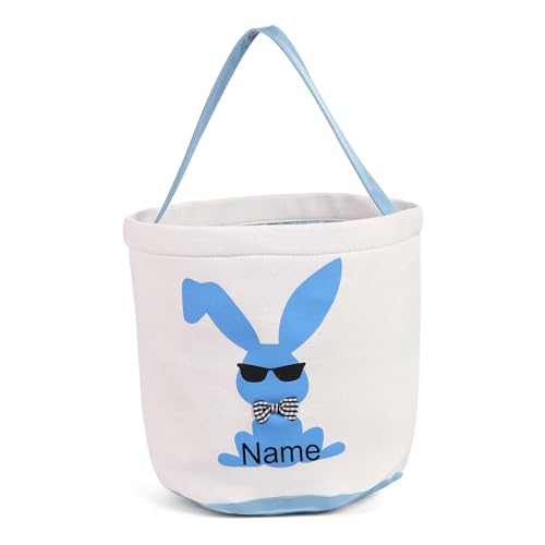 Personalized Easter Bunny Basket for Children Boys Girls Easter Buckets Tote Bag Easter Gifts Decorations (Style 2)