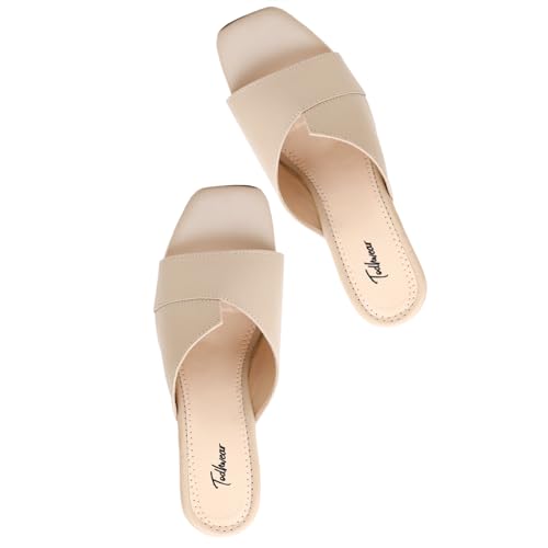 Image of Todhwear Double Cut Heeled Sandals Square Toe Sandals Slip On Block heel | Stylish & Comfortable Open Toe Dress Shoes |
