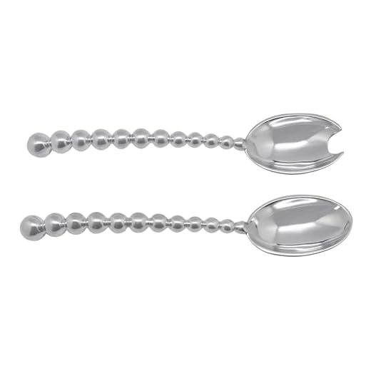 MARIPOSA Pearled Large Salad Servers, Silver