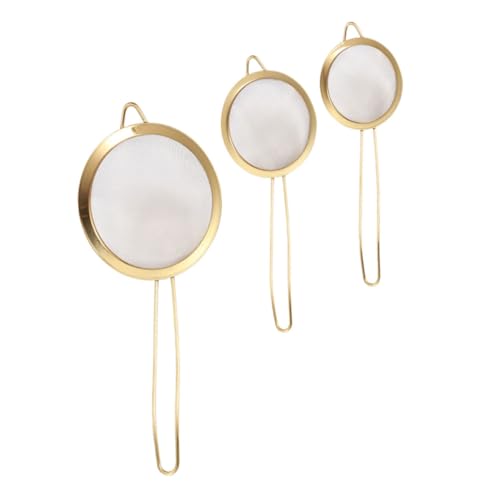 Holibanna 3個 ステンレス製キッチン用細目メッシュストレーナー点 耐熱ハンドル付き油 粉ふるい 茶こし兼用キッチンアクセサリー