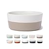 Waggo Dipper Ceramic Dog Bowl for Small and Large Breeds – Heavyweight and Durable Pet Food and Water Dish Crock, Dishwasher Safe, Modern (Vintage Grey, Large)