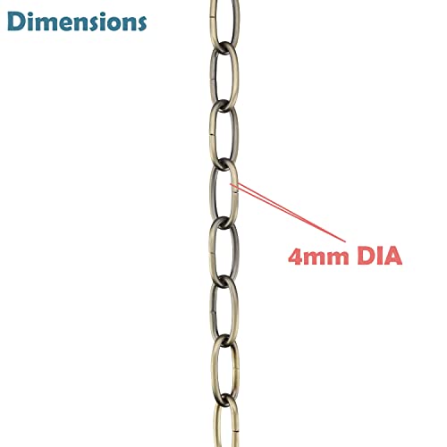 Image of Aspen Creative 21114-51,Steel 3 Feet Heavy Duty Chain for Hanging Up Maximum Weight 60 Pounds-Lighting Fixture /Swag Light /Plant in Antique Brass.8 Gauge.