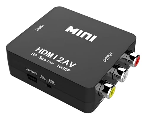 Image of HDMI to RCA AV Adapter, HDMI to RCA AV Converter (Black)