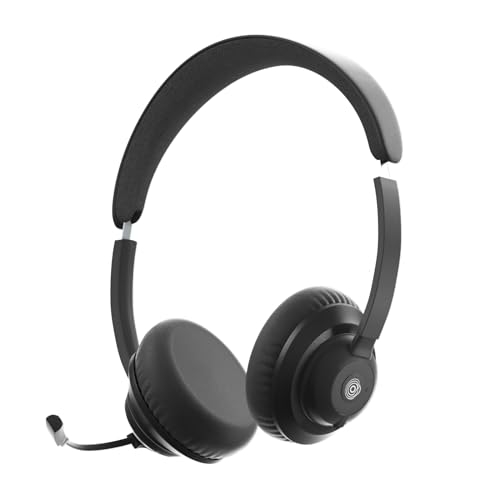 COOLPO Auriculares Bluetooth inalámbricos con micrófono con cancelación de ruido IA, auriculares inalámbricos de oficina con silencio de micrófono y dongle USB para PC/computadora/portátil/teléfonos