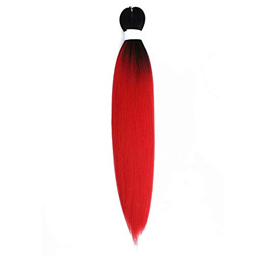 Pre Stretched Braiding Hair Ombre Red Easy Braiding Synthetic Braiding Hair Extension 24 Inch Crochet Braids Hair 1 Pack By Leticia