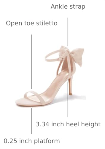 Image of Coutgo Womens Ankle Strap High Heels Open Toe Stiletto Bow Tie Knot Heeled Sandals Fashion Wedding Dress Pump Shoes