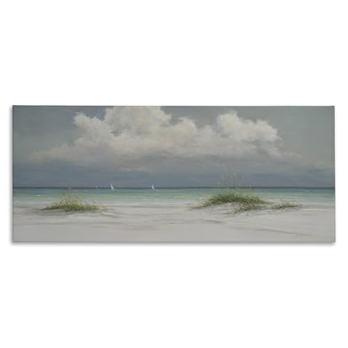 Stupell Industries 'Puffy Clouds Beach Sailboats'| Canvas Art
