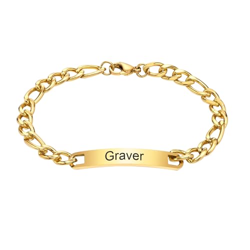 XUANPAI Bracelet Personnalisé Chaîne Gourmette - Cadeau Papa Classique Polissage Acier Inoxydable Bijoux Cadeau Fête des Pères Saint Valentin Anniersaire...