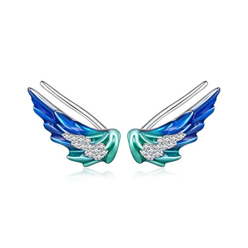 Boucles d'oreilles argent 925 motif ailes d'ange, cadeau femme idéal