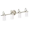 Moen YB6464NL Belfield 4-Light Dual-Mount Bath Bathroom Vanity Light Fixture with Frosted Glass, Polished Nickel