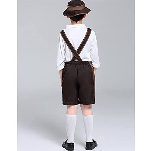 GIVBRO Oktoberfest Lederhosen kostuum met shirt Alpine Hoed traditionele Beierse bierjongen broek T-shirt voor Halloween party Dress Up - Afbeelding 6