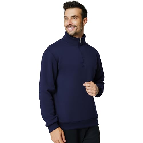Men's Quarter Zip Up Pullover Long Sleeve Mock Neck Sweatshirt Casual Slim Fit Fleece Sweaters4
