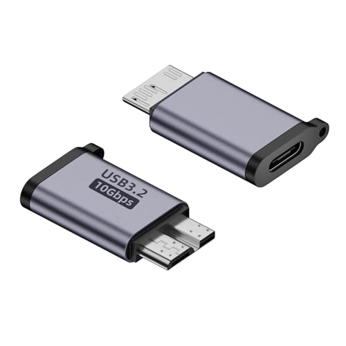 BIVOFU 10Gbps USB C Buchse auf Micro B, 2 Stück USB Type C Buchse auf USB 3.0 Micro B Stecker Konverter für Datenübertragung für SSD Laufwerke, Tablet, Kamera, Laptop - 2 Stück