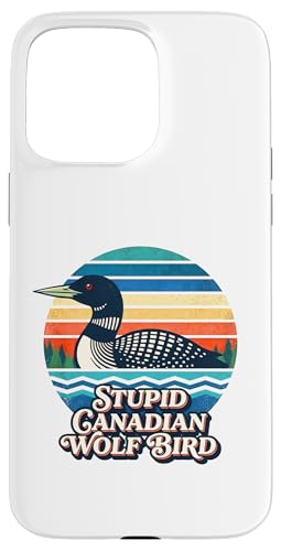 Stupid Canadian Wolf Bird Funny Loon Meme Retro Sunset �X�}�z�P�[�X iPhone 15 Pro Max �p