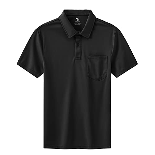 BASUDAM Men's Polo Shirts with Pocket Quick Dry Short Sleeve Active Performance