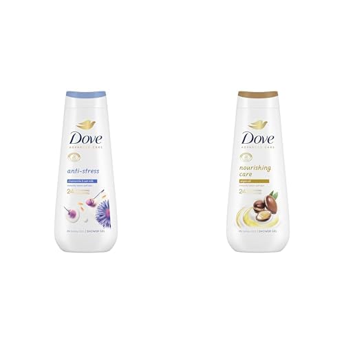 Dove Advanced Care Gel de Ducha Antiestrés Leche de Manzanilla y Avena 600ml + Dove Advanced Care Gel de Ducha Cuidado Nutritivo Aceite de Argán 600ml