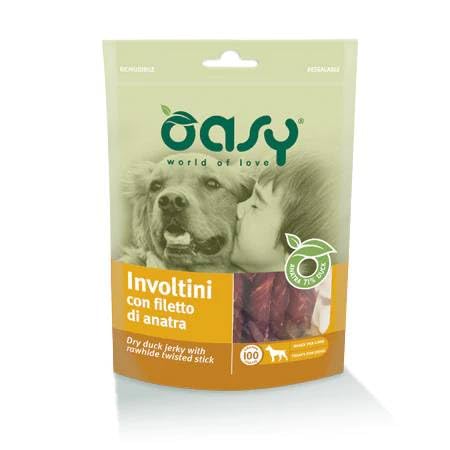 Oasy Snack Per Cani INVOLTINI con filetto di anatra - OFFERTA - 3 Busta 100 gr
