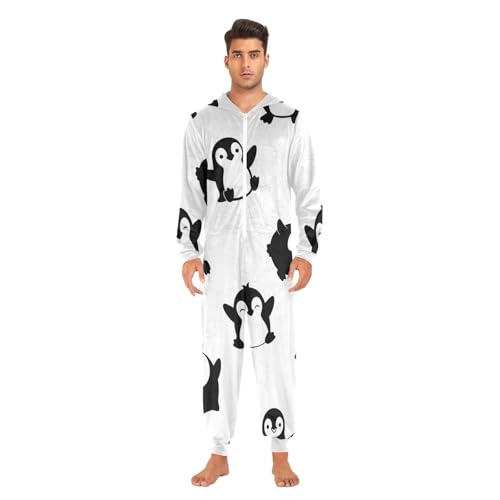 Pijama de pingüino blanco con capucha y cremallera para invierno 2