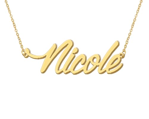 Aoloshow Nicole Name Necklace Stainless Steel 18k Gold Plated Name Charm Chain Necklace Jewelry for Womens Day