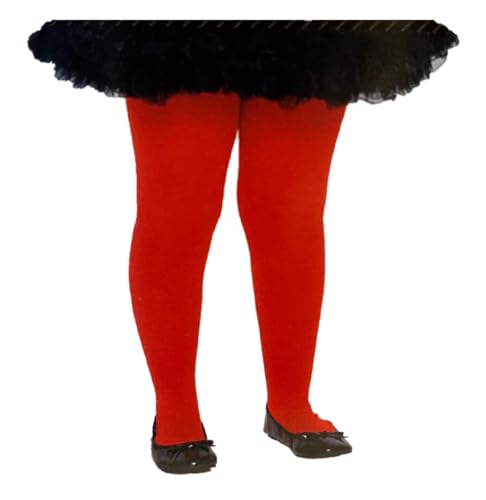 Girls' Halloween Opaque Tights - Red (M, 7/8)