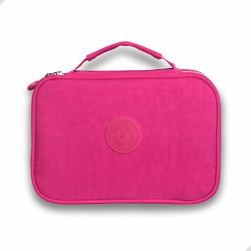 Estojo Escolar Box Grande Organizador Para Lapis e canetas Com Divisorias e com Ziper Necessarie unisex (Rosa Pink)
