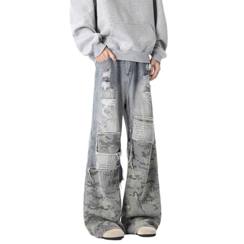 Men's Jeans Spring American Loose Camouflage Denim Long Pants for Men