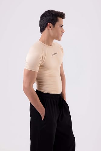 Image of COITONIC Men's Half Sleeve Compression T-Shirt - Athletic Base Layer for Gym, Sports & Fitness Training