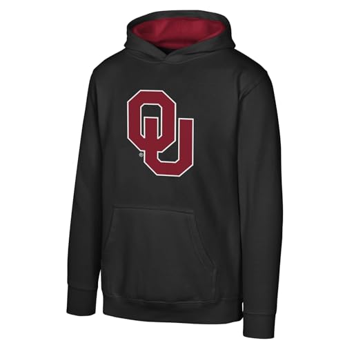Outerstuff NCAA Kids Youth 4-20 Official Primary Logo Fleece Lined Pullover Hoodie Sweatshirt (US, Numeric, 8, Regular, Oklahoma Sooners - Black, Oklahoma Sooners)