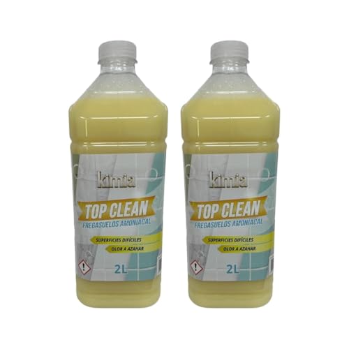 KIMIA - Fregasuelos Top Clean Amoniacal Pack 2 x 2L | Fregasuelos Perfumado para Hogar | Limpiador Suelo | Limpieza Profunda | Aroma a Azahar | Fragancia Fresca y Duradera | Todo Tipo de Superficies