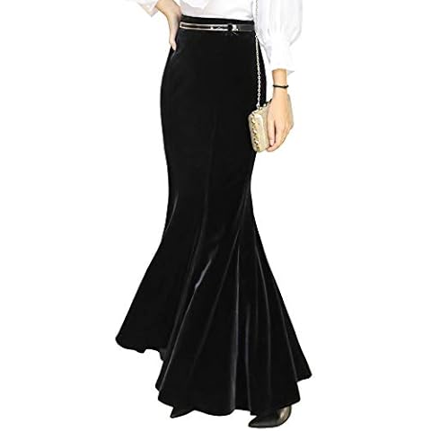 ebossy Women's Velvet Fishtail Maxi Skirt Cover