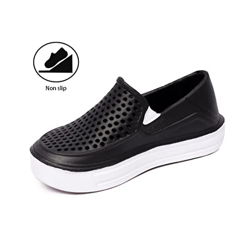 Eozlink Toddler Unisex-Child Garden Clogs Slip-On Water Shoe Slip On Breathable Sneaker For Toddlers Lightweight Close Toe Sandals Quick Dry Clog For Boys And Girls Beach Sandals (Black,7 #TOP2