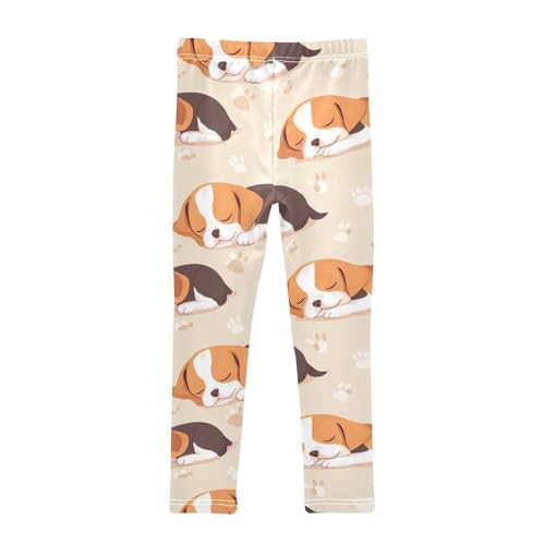 Sleeping Beagle Girls Leggings,Workout Leggings for Girls Toddler Athletic Legging Size for 3-10T2