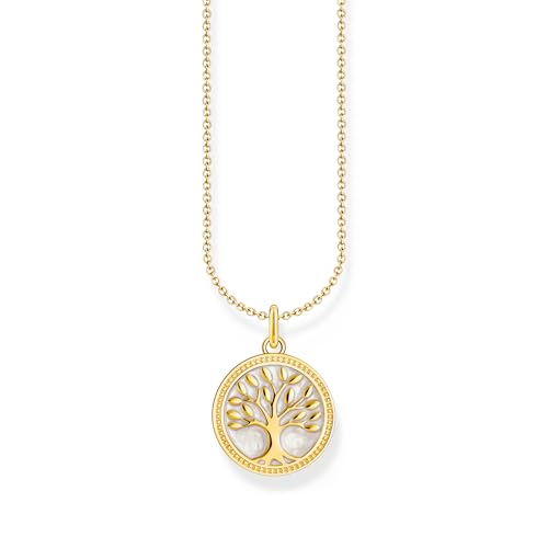 THOMAS SABO Kette mit Tree-of-Love-Anhänger und weißer Emaille vergoldet 750 Gelbgold Vergoldung 925 Sterlingsilber Kaltemail